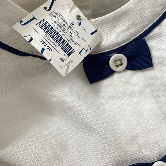 Janie and Jack White and Blue Sheath Dress Sleeveless Crew Neck - Picture 5 of 5